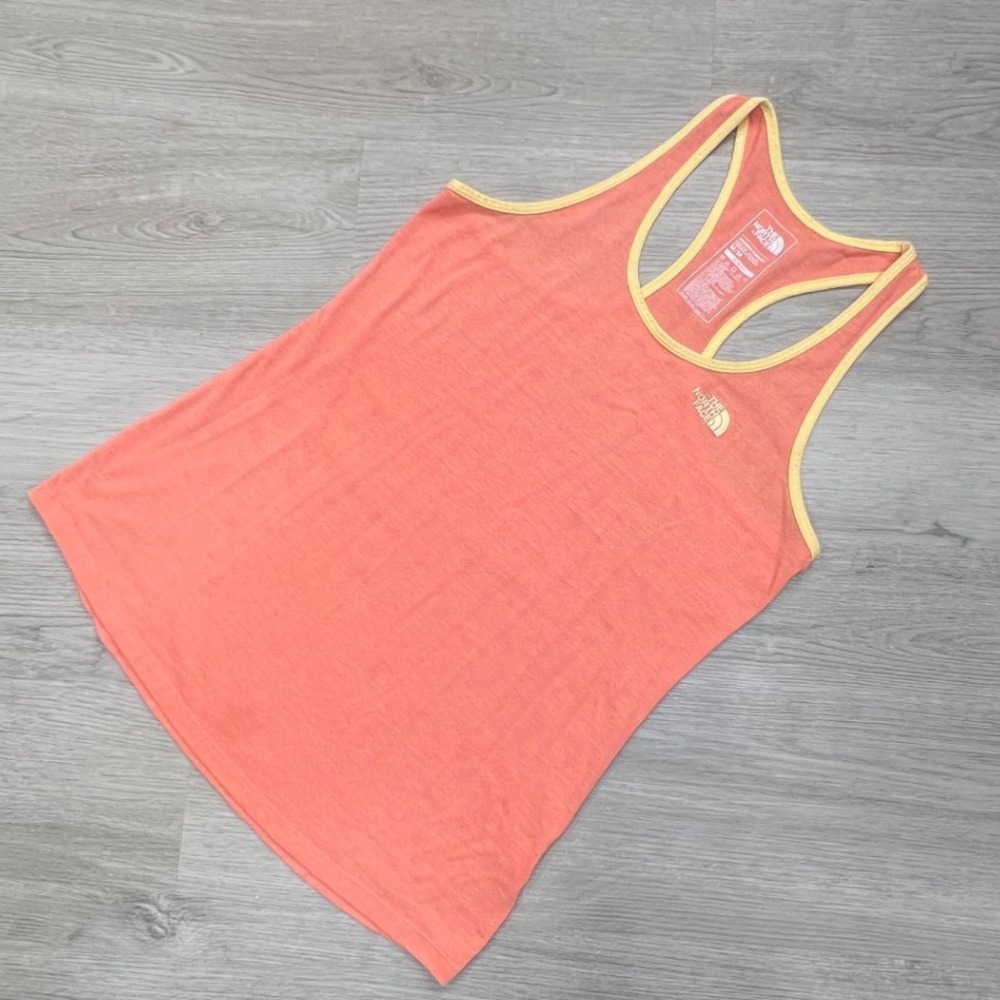 North Face Womens Tank Top Medium M Racerback Athletic Workout Pink Yellow